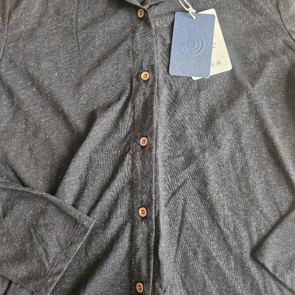 Twothirds Brand Dark Gray Button-Up Cardigan - Picture 3 of 4